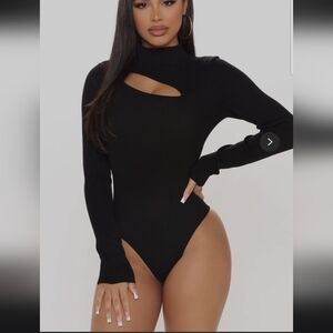 Fashion Nova Black Long Sleeve Bodysuit